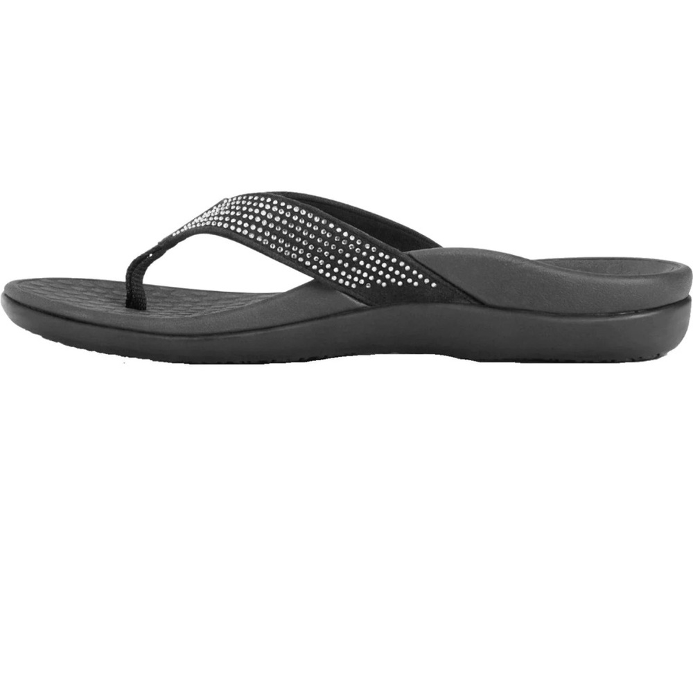 Vionic Tide Black flip flops Rhinestone Straps sz9
